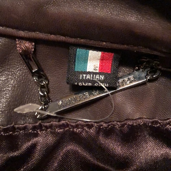 KNOLES & CARTER Size XXL Brown Leather STRETCH Metal STAR Embellished $288 NEW - Picture 9 of 16